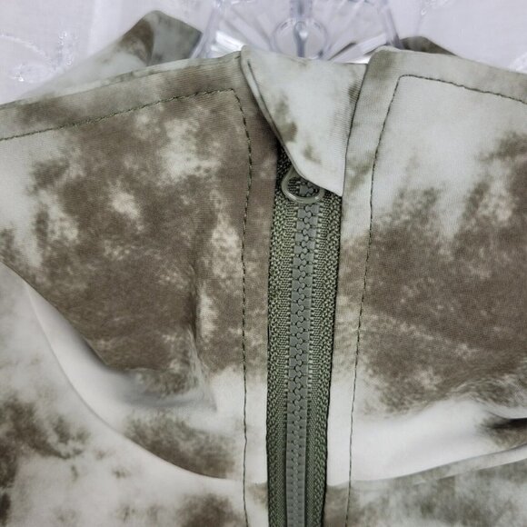Zara Tie Dye Cropped Zip Jacket Drawstring Waist High Neck Olive Green Medium - Picture 9 of 11